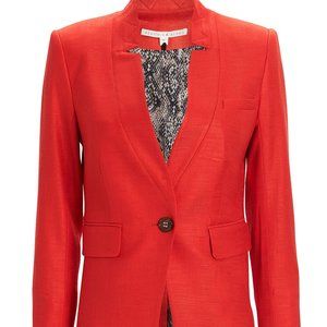 Veronica Beard Farley Red Upcollar Dickey Blazer